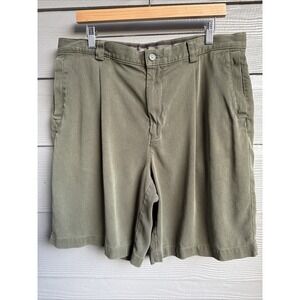 Tommy Bahama Silk Shorts Men's Size 36 Green Pleated Casual Relax Preppy Travel